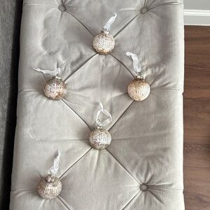 Holiday Glass Ball Ornaments - Champagne Metallic (Set of 5)